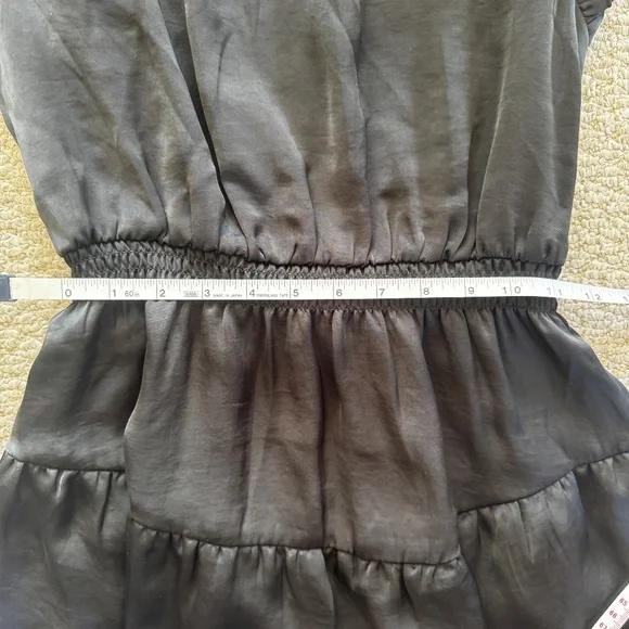 Steve Madden Prairie Dreams Satin V-Neck Ruffle Cap Sleeve Mini Blouson Dress S - Picture 13 of 16